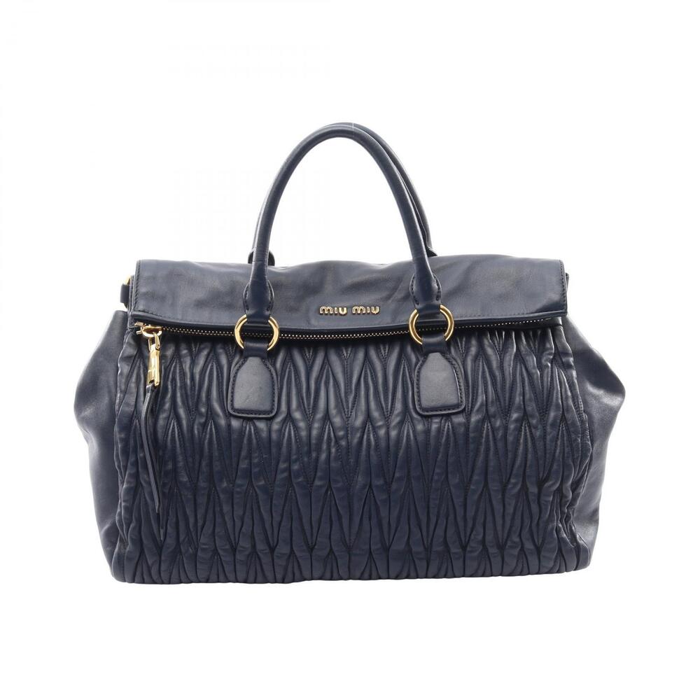 Miu Miu MATELASSE Tote Bag Leather Navy Blue